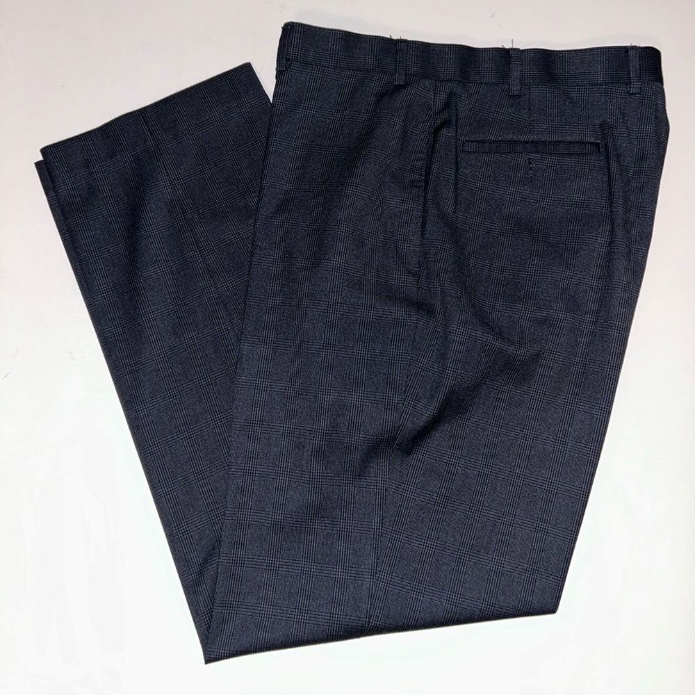 Ralph Lauren men’s grey plaid flat front comfort‎ fit dress pants size 36x32